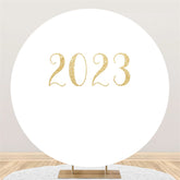 Lofaris Simple Circle Gold Glitter 2023 New Year Party Backdrop